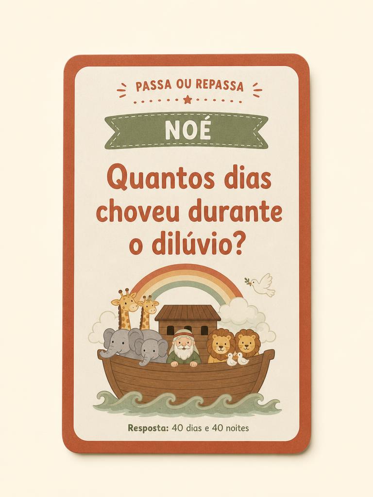 Cartão do jogo com pergunta sobre Noé e o dilúvio